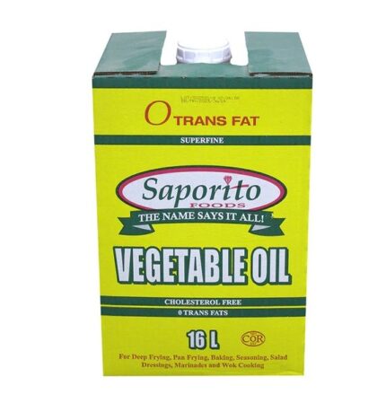 Saporito Vegetable Oil 16L is a versatile cooking essential, perfect for a wide range of culinary applications. Whether you're deep frying, sautéing, baking, or dressing salads, this vegetable oil delivers exceptional results every time. With its high smoke point and neutral flavor profile, it enhances the natural taste of your ingredients without overpowering them.