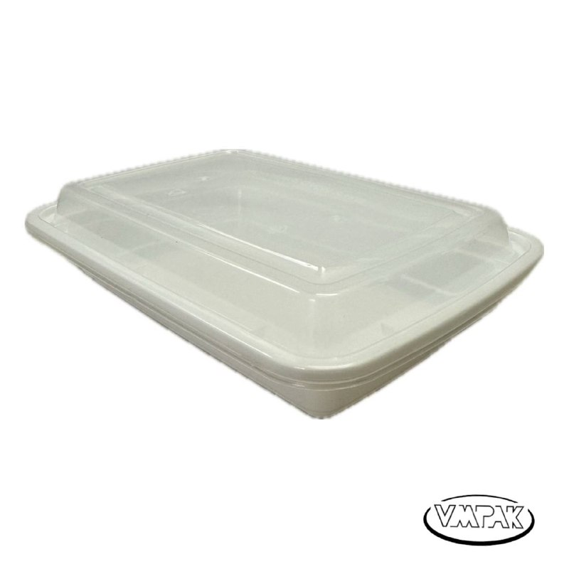 VMPak offers 16oz Microwave Rectangular White Base with Clear Lid 150pcs, providing convenient and secure food storage solutions. These durable containers are microwave-safe and perfect for storing leftovers or meal prepping.