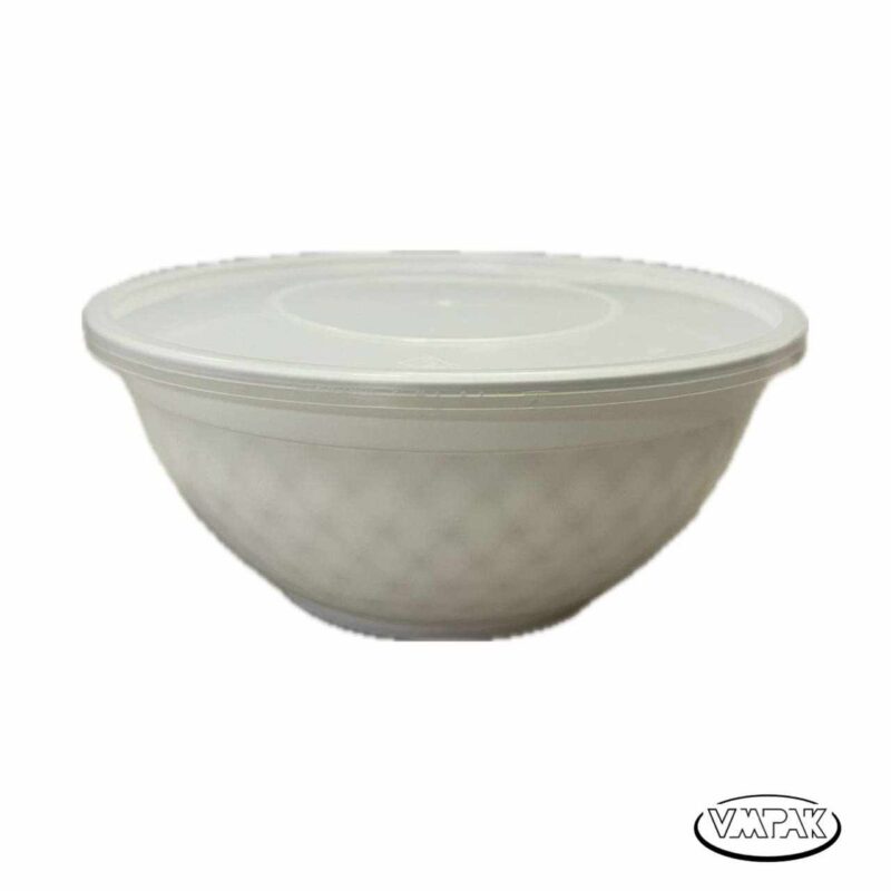 VMPak offers 36oz Microwave White Bowl with Clear Lid 150pcs for convenient and secure food storage. These durable bowls are microwave-safe and come with clear lids for easy visibility.