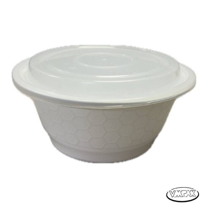 VMPak offers 38oz Microwave White Bowl with Clear Lid 150pcs for convenient and secure food storage. These durable bowls are microwave-safe and come with clear lids for easy visibility.