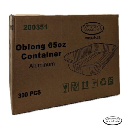 VMPak offers 65oz Microwave Oblong Container 300 Pcs, perfect for convenient and efficient food heating. These durable containers are designed for microwave use, making them ideal for meal prep or leftovers.