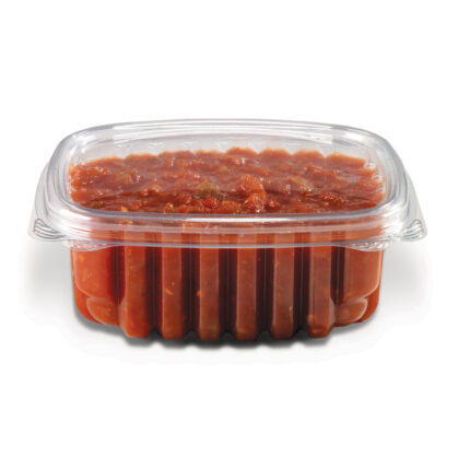 Secure your food with the Crystal Seal Hinged Container 12oz CS12. Its hinged lid design and durable construction make it ideal for storing leftovers, meal prepping, or packing snacks for on-the-go convenience.