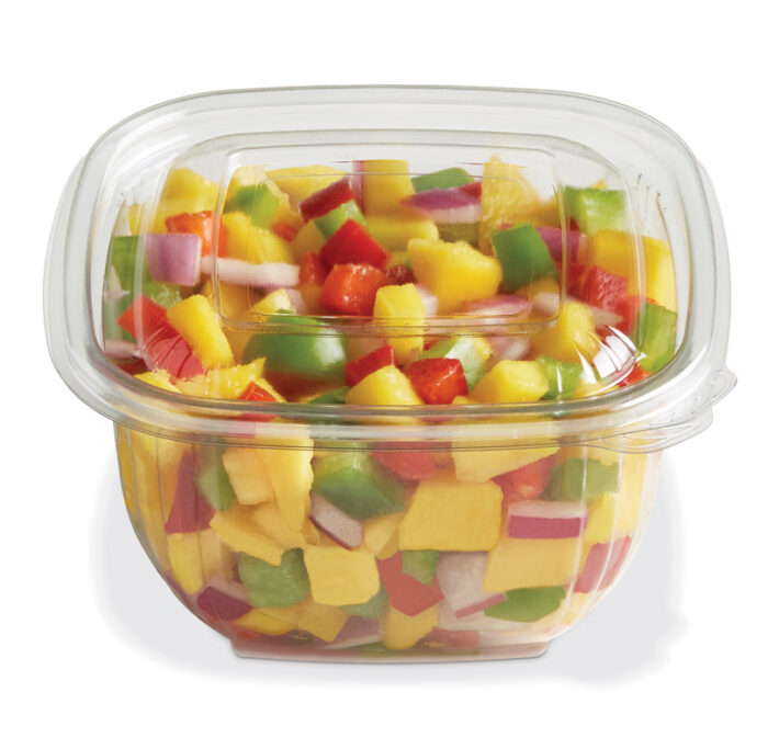 Elevate your food presentation and preservation with the 16 Oz Clear Fresh 'n Clear Bowl. Crafted from EcoStar® PET material, this bowl not only offers exceptional clarity but also contributes to sustainability efforts. With dimensions measuring 5.00 x 5.00 x 2.91 inches, it provides ample space for salads, snacks, desserts, and other culinary delights. The durable construction of EcoStar® PET ensures that this bowl maintains its integrity during storage, transport, and use. Its eco-friendly material aligns with the growing demand for sustainable packaging solutions, making it an ideal choice for environmentally-conscious consumers and businesses alike. Stock up on convenience and freshness with a case of 500 bowls, ensuring you have an ample supply for all your food packaging needs. From delis and cafes to food trucks and meal prep services, the 16 Oz Fresh 'n Clear Bowl Clear (Placon - SBS-16C) is a reliable choice for keeping your culinary creations fresh and inviting.