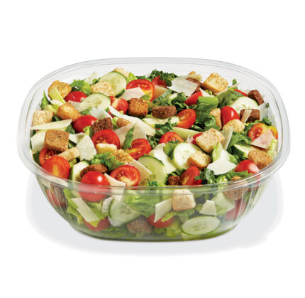 Elevate your food presentation and preservation with the 160 Oz Fresh 'n Clear Catering Bowl. Crafted from EcoStar® PET material, this bowl not only offers exceptional clarity but also contributes to sustainability efforts. With dimensions measuring 12.00 x 12.00 x 3.90 inches it provides ample space for salads, snacks, desserts, and other culinary delights. The durable construction of EcoStar® PET ensures that this bowl maintains its integrity during storage, transport, and use. Its eco-friendly material aligns with the growing demand for sustainable packaging solutions, making it an ideal choice for environmentally-conscious consumers and businesses alike. Stock up on convenience and freshness with a case of 50 bowls, ensuring you have an ample supply for all your food packaging needs. From delis and cafes to food trucks and meal prep services, the 160 Oz Fresh 'n Clear Bowl (Placon - SB2X-80C) is a reliable choice for keeping your culinary creations fresh and inviting.