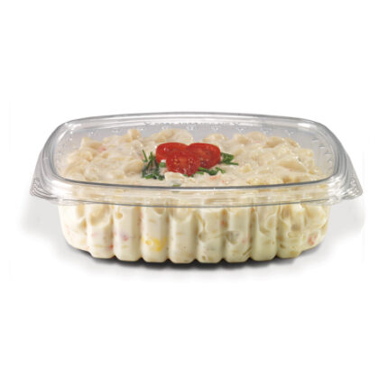 Elevate your food presentation and preservation with the 24 Oz Crystal Seal Hinged Container. Crafted from EcoStar® PET material, this container not only offers exceptional clarity but also contributes to sustainability efforts. With dimensions measuring 7.25 x 6.31 x 1.81 inches it provides ample space for salads, snacks, desserts, and other culinary delights. The durable construction of EcoStar® PET ensures that this container maintains its integrity during storage, transport, and use. Its eco-friendly material aligns with the growing demand for sustainable packaging solutions, making it an ideal choice for environmentally-conscious consumers and businesses alike. Stock up on convenience and freshness with a case of 200 Containers, ensuring you have an ample supply for all your food packaging needs. From delis and cafes to food trucks and meal prep services, the 24 Oz Crystal Seal Hinged Container (Placon - CS24) is a reliable choice for keeping your culinary creations fresh and inviting.