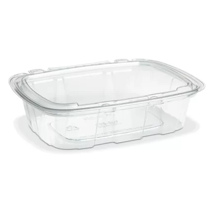 Elevate your food presentation and preservation with the 24 Oz Crystal Seal Tamper-Evident Container. Crafted from EcoStar® PET material, this container not only offers exceptional clarity but also contributes to sustainability efforts. With dimensions measuring 7.31 x 5.69 x 2.20 inches it provides ample space for salads, snacks, desserts, and other culinary delights. The durable construction of EcoStar® PET ensures that this container maintains its integrity during storage, transport, and use. Its eco-friendly material aligns with the growing demand for sustainable packaging solutions, making it an ideal choice for environmentally-conscious consumers and businesses alike. Stock up on convenience and freshness with a case of 164 Containers, ensuring you have an ample supply for all your food packaging needs. From delis and cafes to food trucks and meal prep services, the 24 Oz Crystal Seal Tamper-Evident Container (Placon - CS2-24T) is a reliable choice for keeping your culinary creations fresh and inviting.