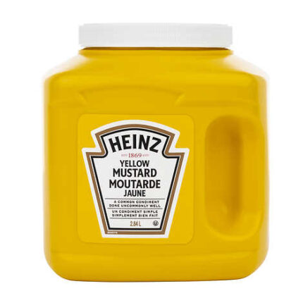 Heinz Yellow Mustard 2.84 L is the go-to choice for mustard lovers seeking to enhance their meals with a burst of flavor. Crafted with premium ingredients and Heinz's time-tested recipe, this mustard delivers the perfect balance of tanginess and spice that complements a variety of foods. Whether you're topping a juicy hot dog, adding a zing to your sandwich, or using it as a dip for pretzels, Heinz Yellow Mustard is a versatile condiment that elevates any dish. Its smooth texture and bold flavor make it a pantry staple in kitchens around the world. With its generous 2.84 L size, Heinz Yellow Mustard ensures you'll never run out of this essential condiment. Whether you're hosting a barbecue, packing a picnic, or simply enjoying a meal at home, you can trust Heinz to deliver the quality and flavor you crave. Experience the timeless taste and quality of Heinz Yellow Mustard 2.84 L and discover why it's been a favorite condiment for generations. From backyard cookouts to weeknight dinners, Heinz Yellow Mustard is the perfect way to add a touch of zesty goodness to any meal.