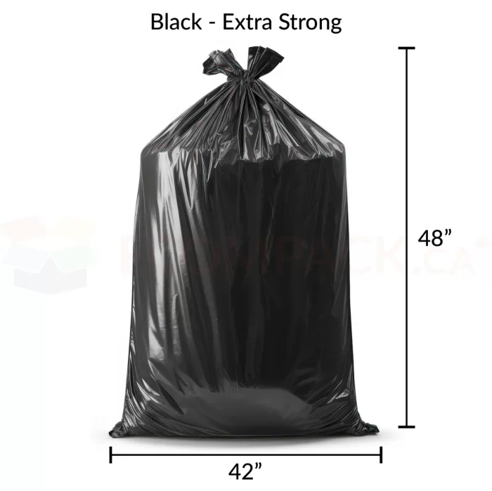 Garbage Bag 42 x 48" Extra-Strong Black 100/Cs OL is the ultimate solution for managing heavy and bulky waste. With a generous size of 42 x 48 inches, they offer ample space for large amounts of trash, making them perfect for industrial and commercial environments. Garbage Bag 42 x 48" Extra-Strong Black 100/Cs OL comes in a convenient case of 100 bags, ensuring a reliable and long-lasting supply for all your waste disposal needs. These bags are made from high-quality, durable materials that provide superior strength and performance, making them an excellent choice for warehouses, construction sites, and large facilities.