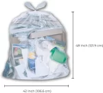 Garbage Bag 42 x 48" Extra-Strong Clear 200/Cs OL is designed to meet the demands of heavy-duty waste management. These clear garbage bags, measuring 42 x 48 inches, offer ample space for large volumes of trash, making them ideal for high-capacity disposal needs. Crafted from durable, tear-resistant materials, they ensure reliable performance, even under challenging conditions. Garbage Bag 42 x 48" Extra-Strong Clear 200/Cs OL comes in a convenient case of 200 bags, providing a long-lasting supply for your waste disposal requirements. Whether you need them for office clean-ups, industrial settings, or home organization, these extra-strong garbage bags deliver the durability and reliability you need.