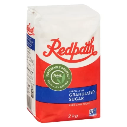 Redpath White Sugar, 2 Kg is a versatile essential for your kitchen, perfect for sweetening coffee and tea, baking delicious treats, preserving homemade jams, and enhancing flavors in cooking. Crafted in Canada since 1854, our granulated sugar meets the highest standards: Gluten Free, Kosher Certified, and Non-GMO Project Verified. Ideal for those embracing a vegan lifestyle, it's sustainably sourced and ethically grown, ensuring pure, cane-sweet perfection for all your culinary adventures.